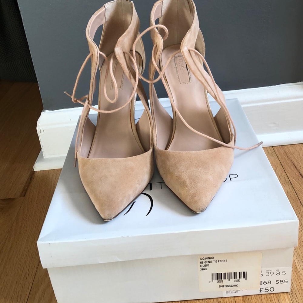 Nude Tie Front Heels